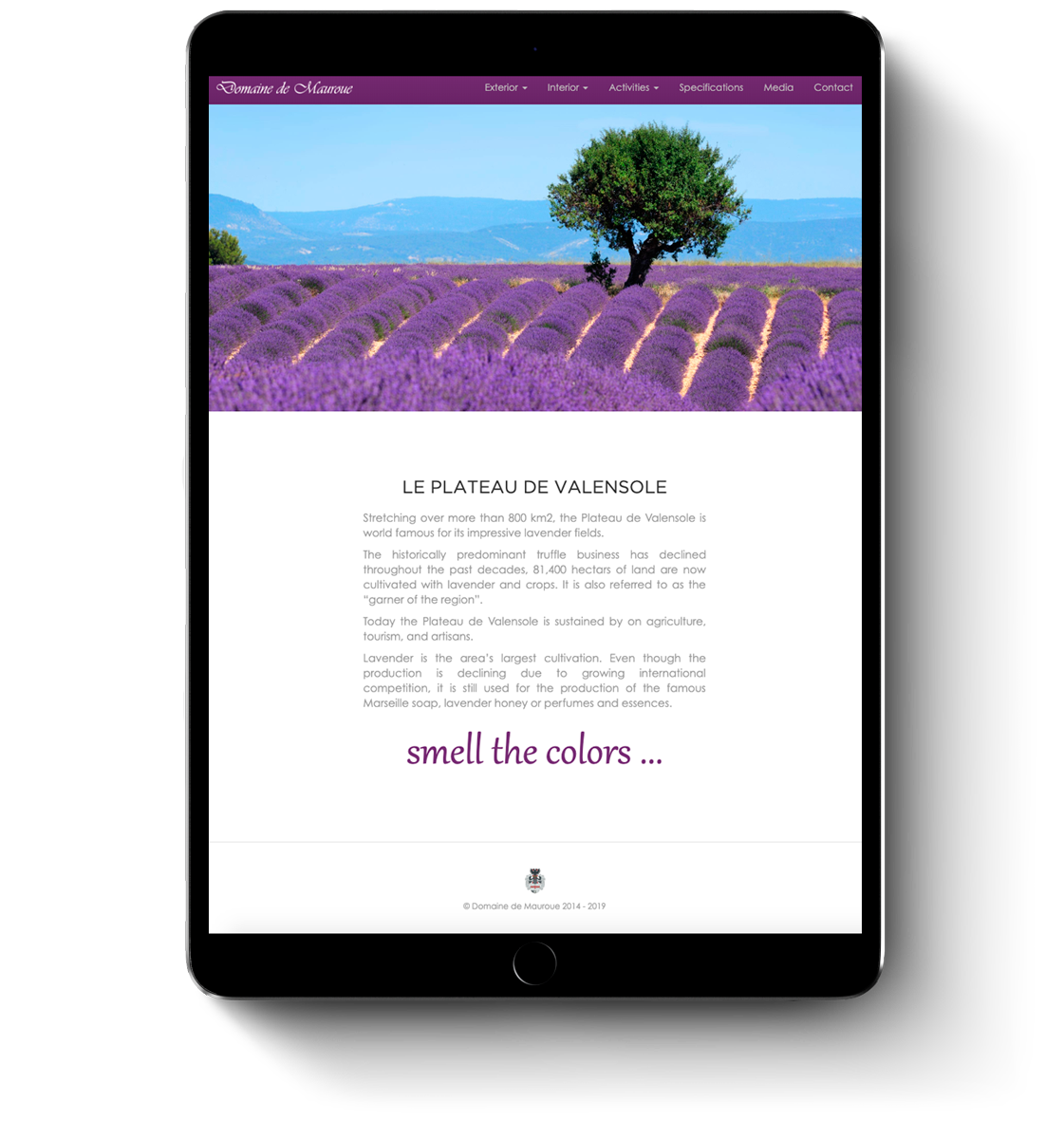 Domaine de Mauroue web design for mobile devices and tablets