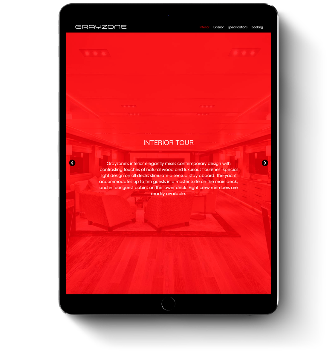 Grayzone super yacht web design for mobile devices and tablets