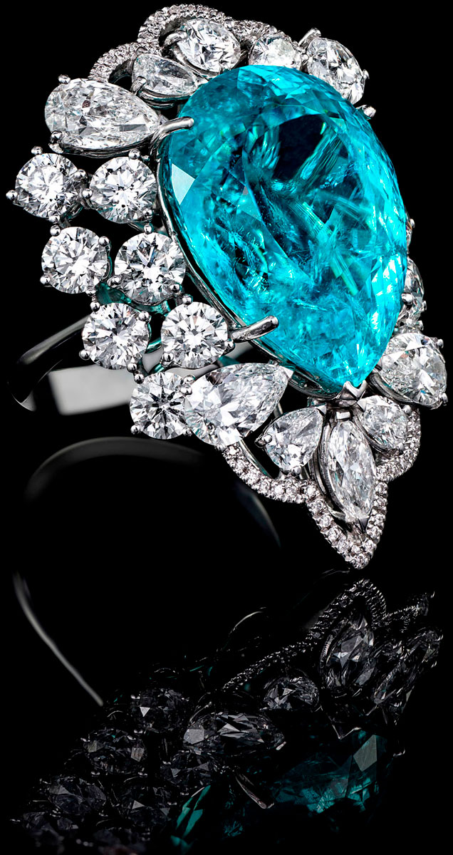 Paraiba and diamond ring by Orlov Jewelry
