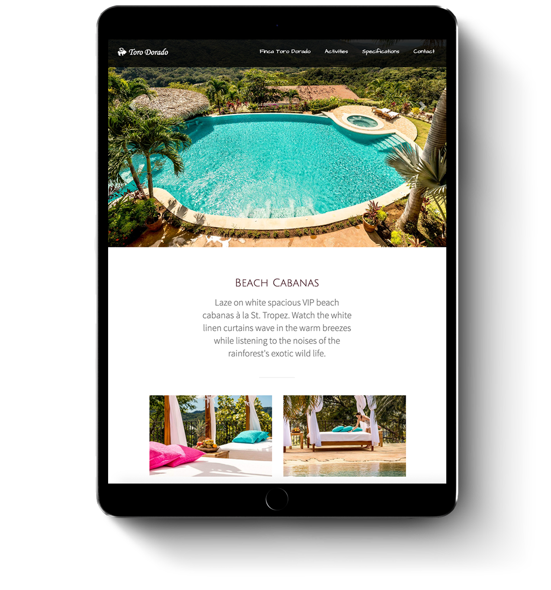 Toro dorado luxury property web design for mobile devices and tablets
